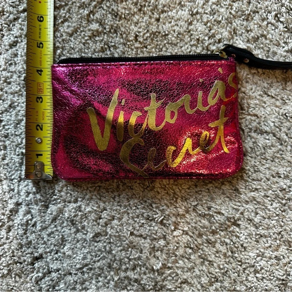 Victoria Secret Metallic Pink Zipper Pouch Keychain - Picture 4 of 4